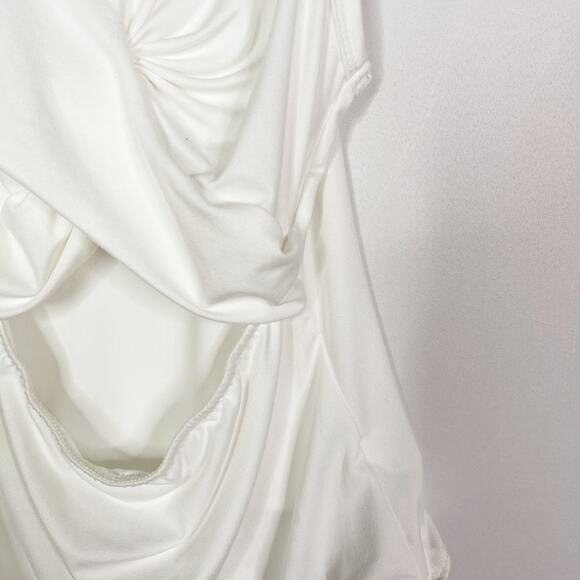 Le Lis Collection Womens Small White Twist Cut Out Bodysuit Tank Snap Closure - Picture 6 of 10